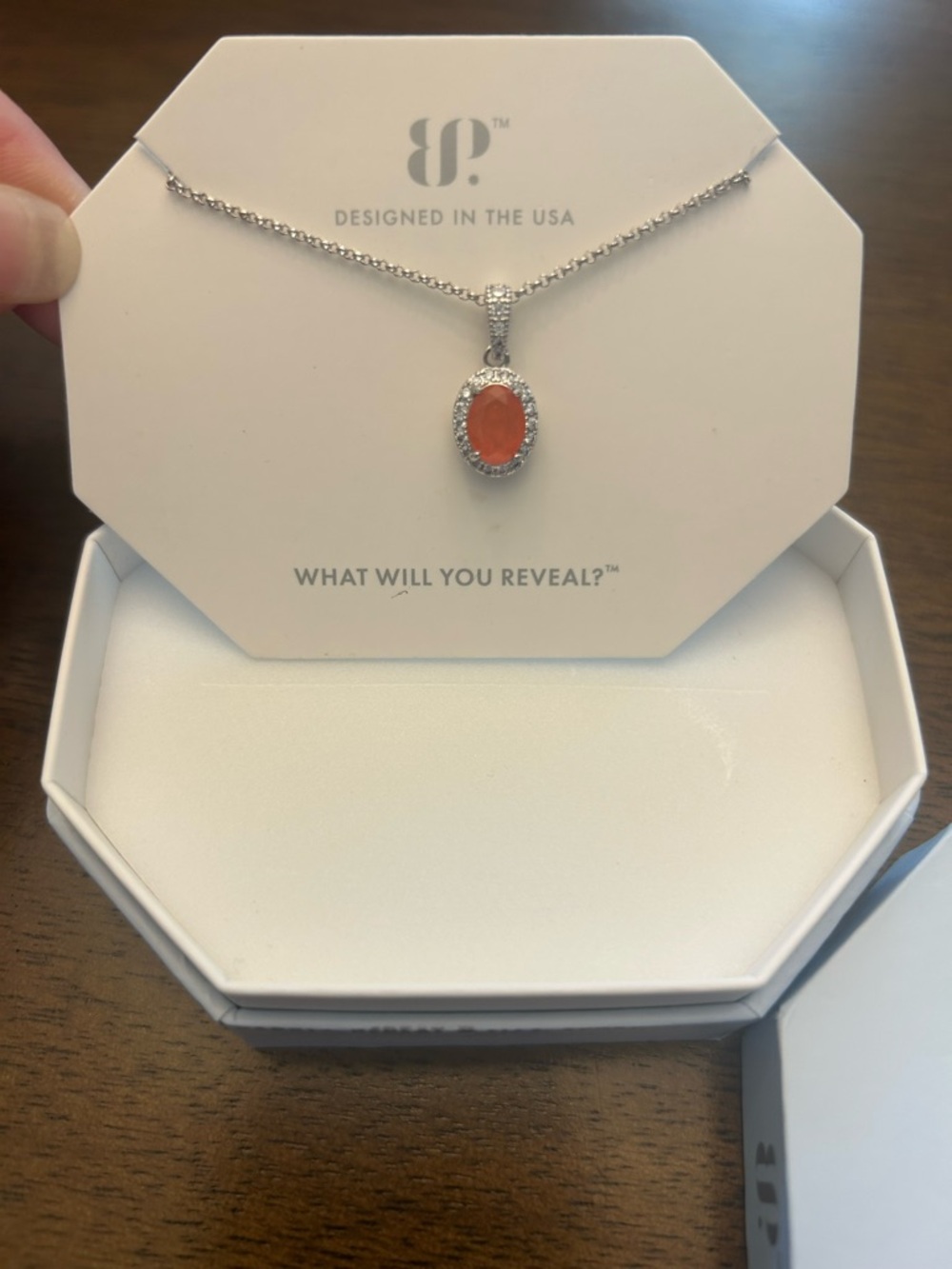 Bomb Party OG Necklace RBP4672 Shimmer me Gorgeous Sunrise Orange Quartz-Rhodium